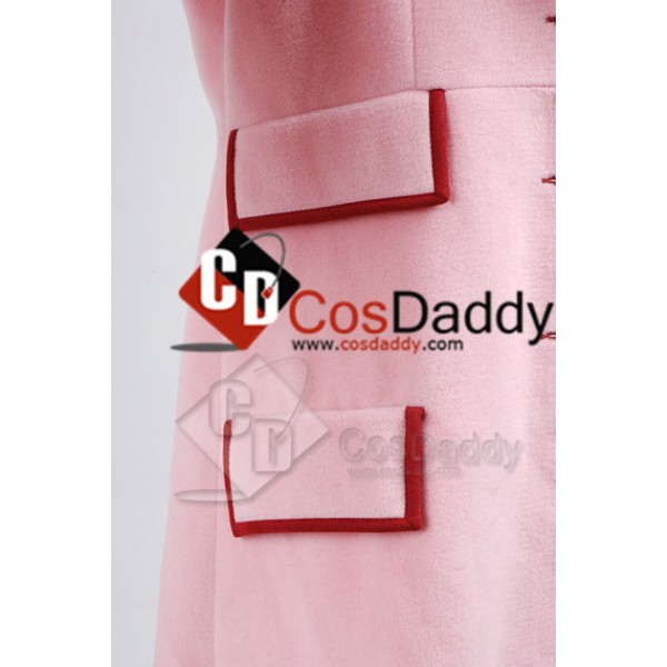 Doctor Who fifth Doctor Romana Long Pink Cashmere Trench Coat Cosplay Costume