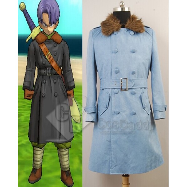 Dragon Ball Z Time Patrol Trunks Navy Blue Trench Coat Cosplay Costume 