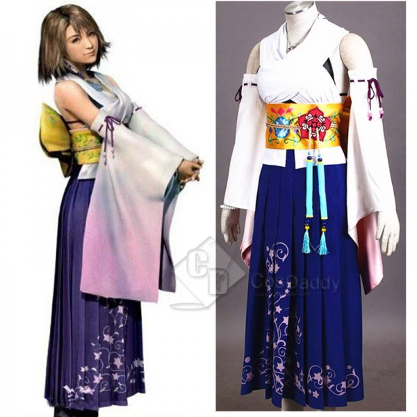 Final Fantasy ⅩYuna Dress Kimono Unifrom Full Set Cosplay Costume