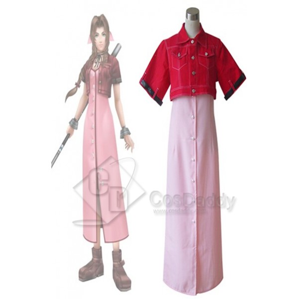 Final Fantasy VII 7 Aerith Dress Cosplay Costume 
