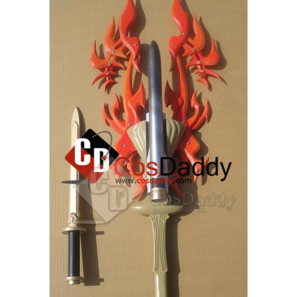 Final Fantasy XIII Noel Kreiss Two Blades Red Flames Sword Cosplay Prop