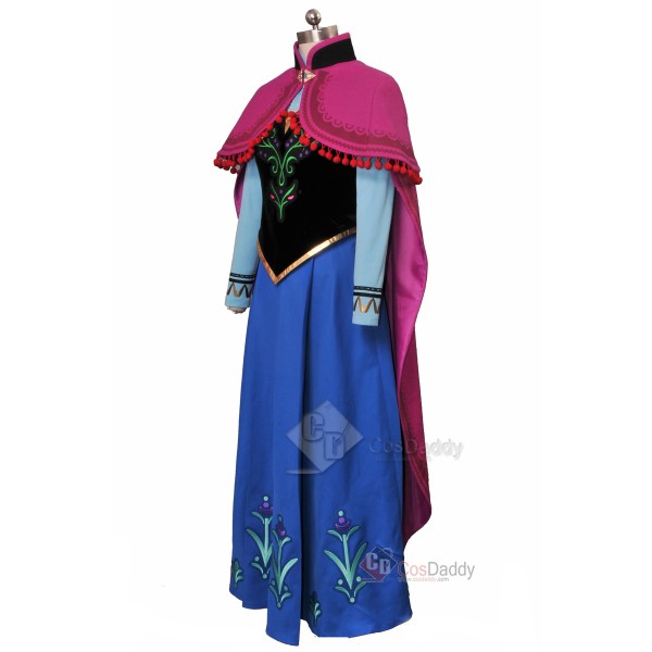 Frozen Princess Anna Dress Cloak Cosplay Costume