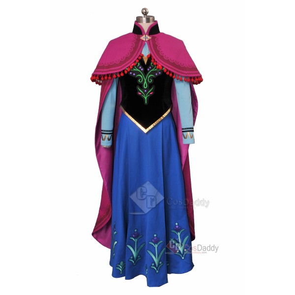 Frozen Princess Anna Dress Cloak Cosplay Costume