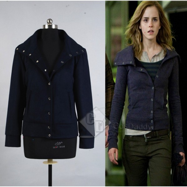 Harry Potter and the Deathly Hallows Hermione Granger Navy Blue Jacket Cosplay Costume 
