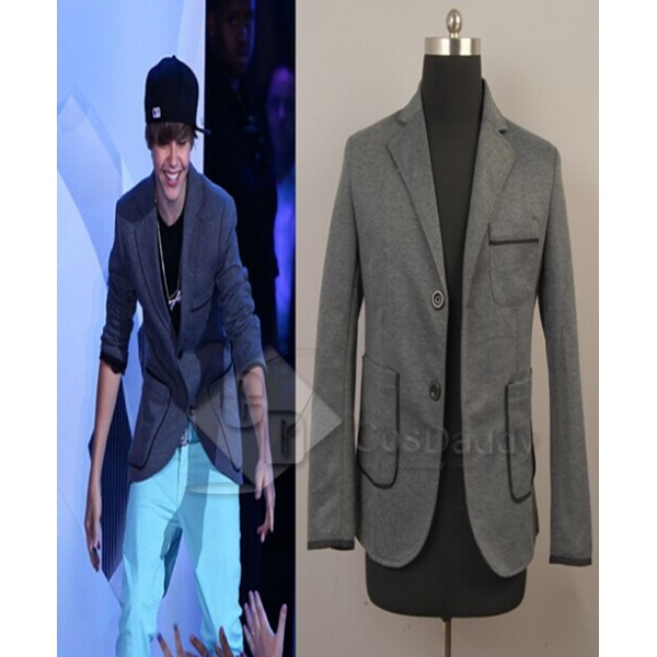 Justin Bieber Gray Leisure Suit Jacket Coat Costume 