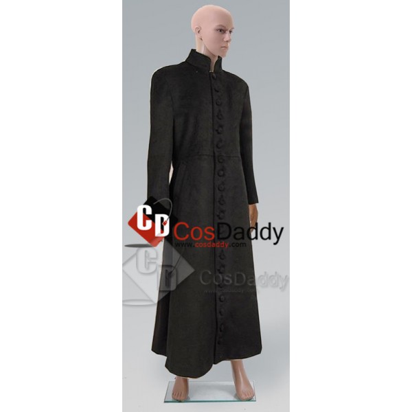 The Matrix Neo Black Wool Trench Coat Cosplay Costume