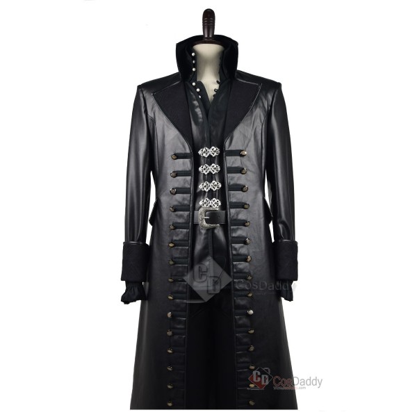 Once Upon A Time Captain Hook Black Jacket Cosplay Costume