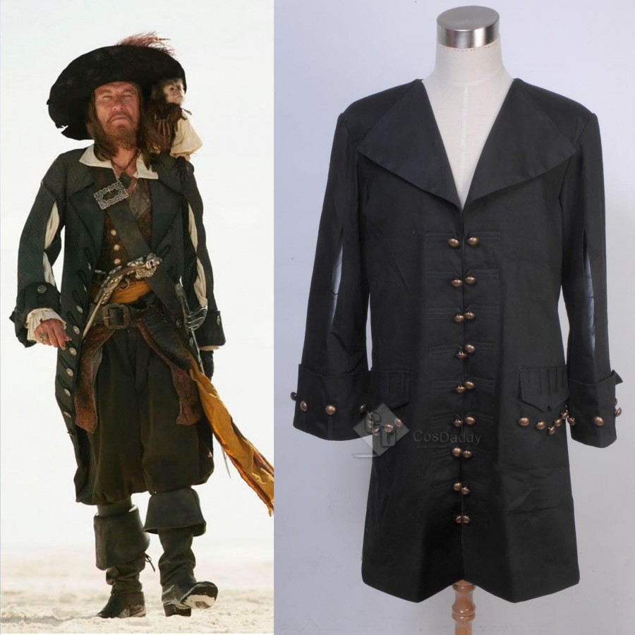 Pirates of the Caribbean Cosplay Barbossa Jacket Coat Outfit Costume Halloween：3