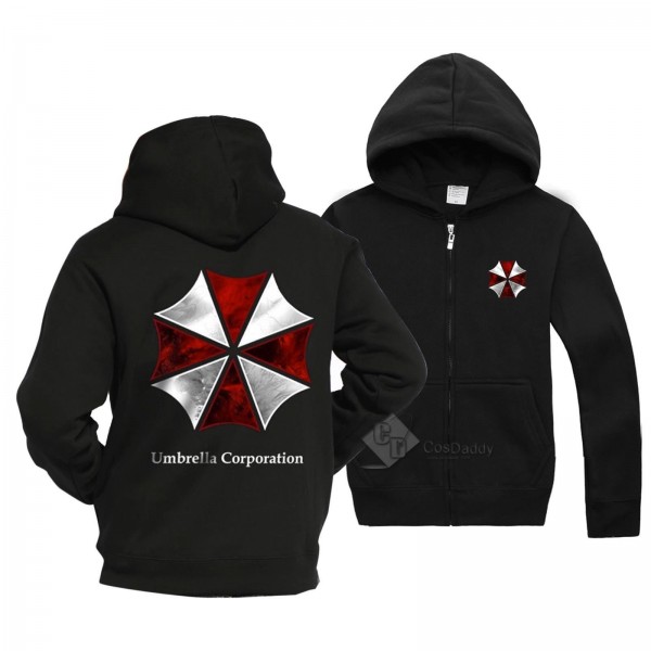 Resident Evil Biohazard Umbrella Corporation Black Cotton Hoodie Jacket Costume