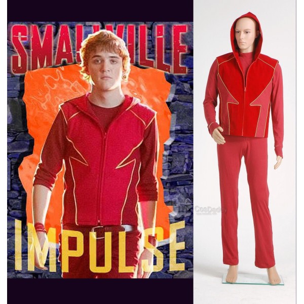 Smallville Bart Allen Impulse the Flash Halloween Cosplay Costume