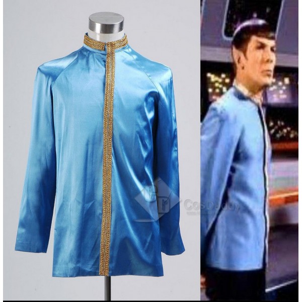 Star Trek TOS the Original Series First Officer Court Martial Spock Blue Satin Jacket