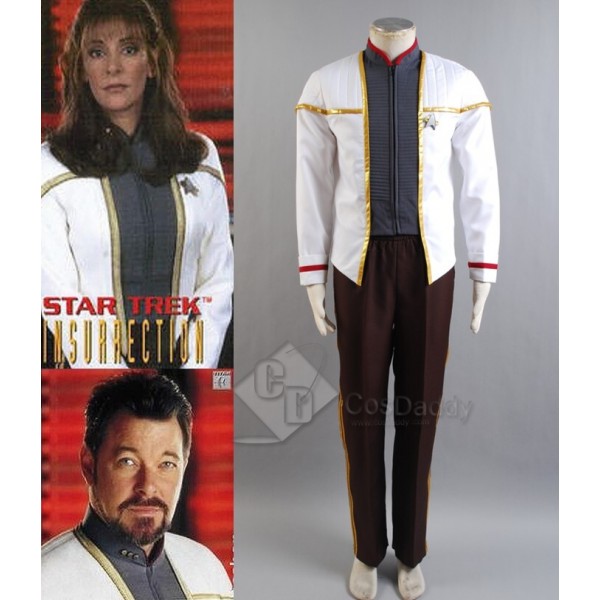 Star Trek TNG Insurrection Nemesis White-Gold Mess Dress Uniform Cosplay Costume