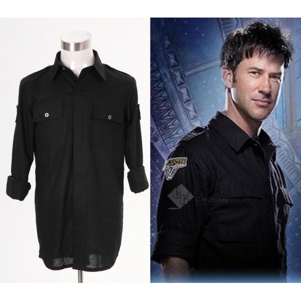 Stargate Atlantis John Sheppard Black Shirt Uniform Cosplay Costume