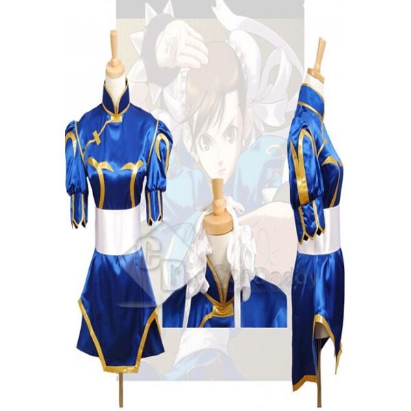 Street Fighter Chun Li Halloween Blue Dress Cosplay Costume 