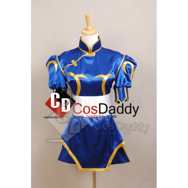 Street Fighter Chun Li Halloween Blue Dress Cosplay Costume 