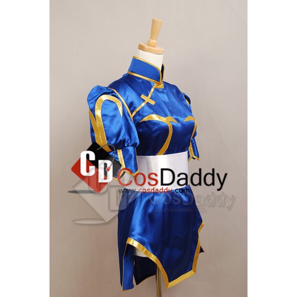 Street Fighter Chun Li Halloween Blue Dress Cosplay Costume 