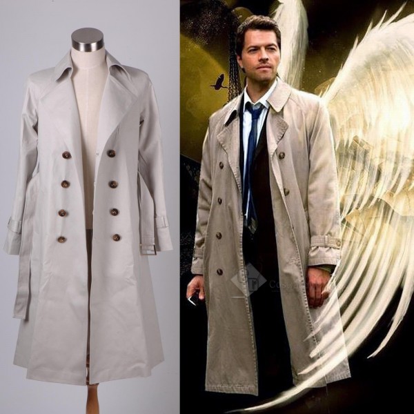 Supernatural Castiel Twill Trench Coat Cosplay Costume