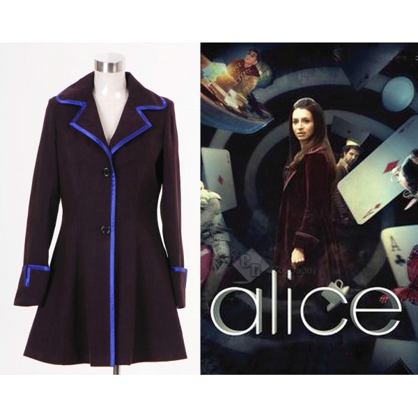 Syfy Miniseries Alice in Wonderland Alice Long Purple Coat Cosplay Costume