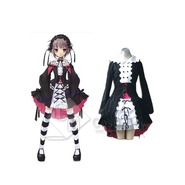 The Melancholy of Haruhi Suzumiya Nagato Yuki Black Maid Lolita Cosplay Costume 
