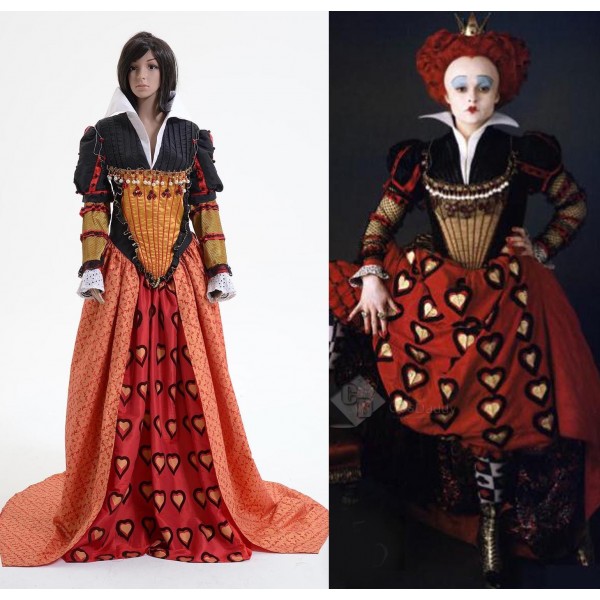 Tim Burton Alice In Wonderland Red Queen Dress Cosplay Costume 