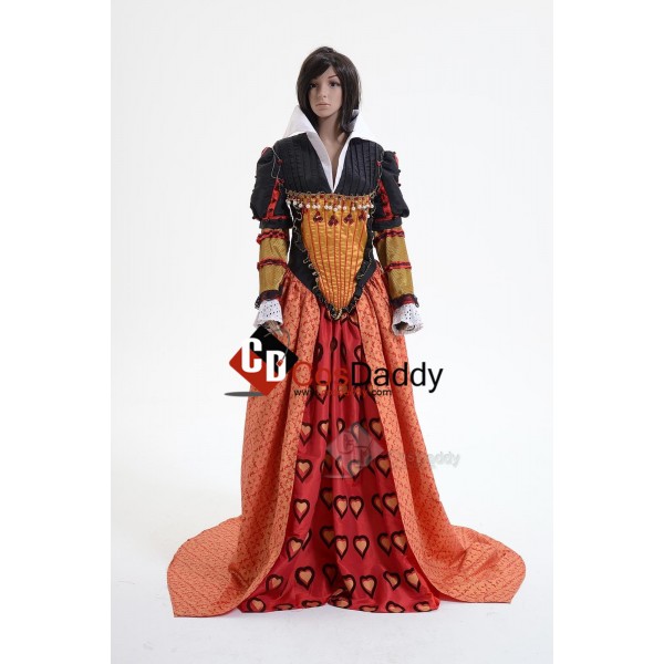 Tim Burton Alice In Wonderland Red Queen Dress Cosplay Costume 