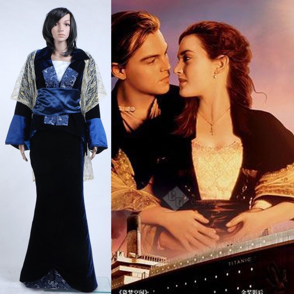 Titanic Rose Flying Dress Cosplay Costume Victorian 