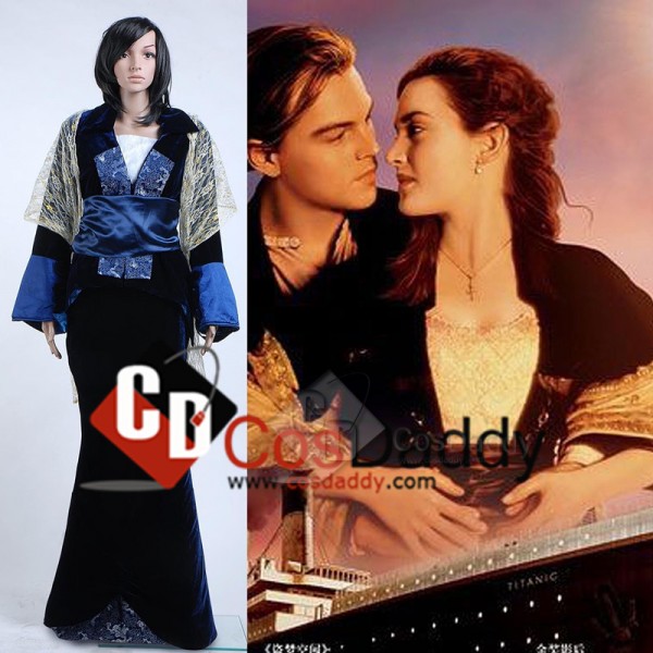 Titanic Rose Flying Dress Cosplay Costume Victorian 