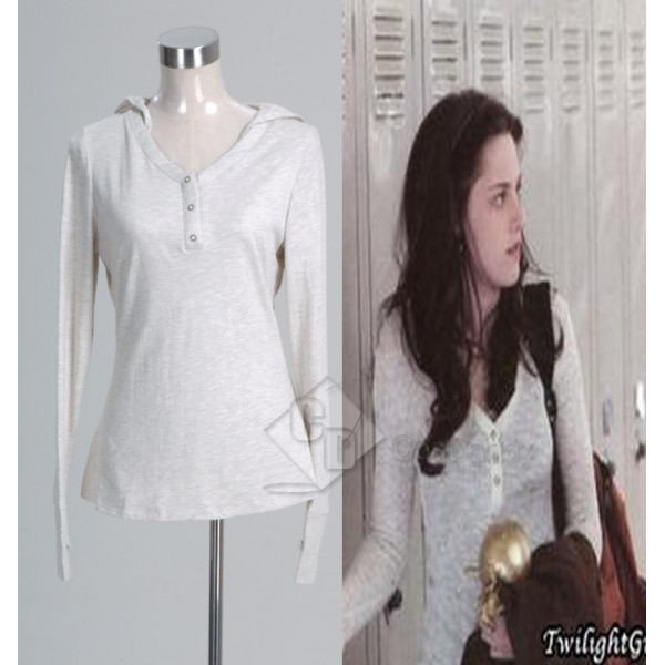 Twilight Bella Cream Thermal Hooded Top Shirt Cosplay Costume 