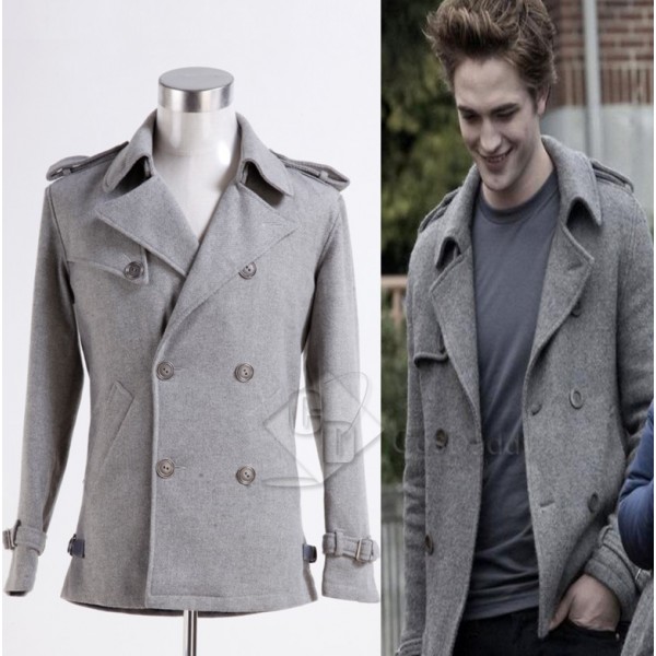 Twilight Edward Cullen Grey Pea Coat Cosplay Costume
