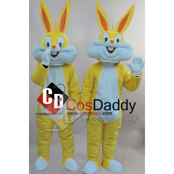 Two Cartoon Rabbits Mascot Costume 