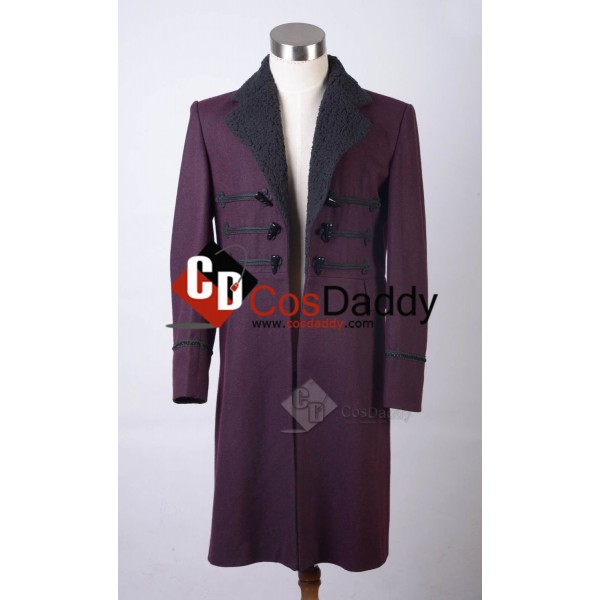 Doctor Who Eleventh 11th Doctor Horn Button Purple Wool Frock Coat 