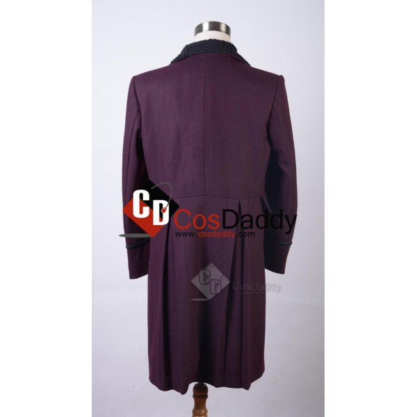 Doctor Who Eleventh 11th Doctor Horn Button Purple Wool Frock Coat 