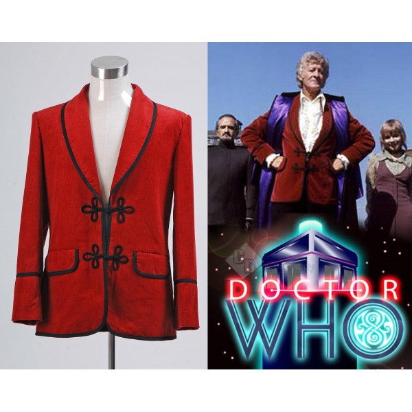 Doctor Who Third 3rd Doctor Red Corduroy Jacket Cosplay Costume