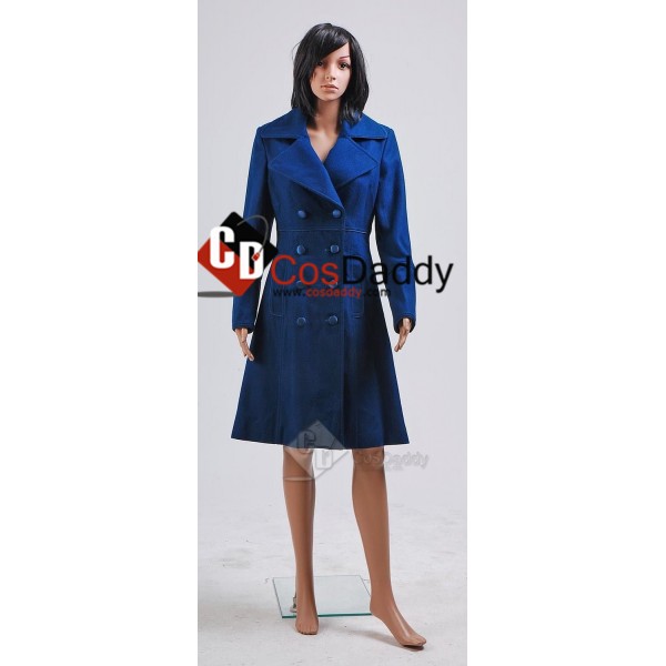  Doctor Who Eleventh 11th Doctor  Amy Pond Teal Wool Trench Coat Cosplay Costume