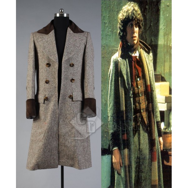 Doctor Who Fourth 4th Doctor Wenge Brown Long Trench Coat Cosplay Costume