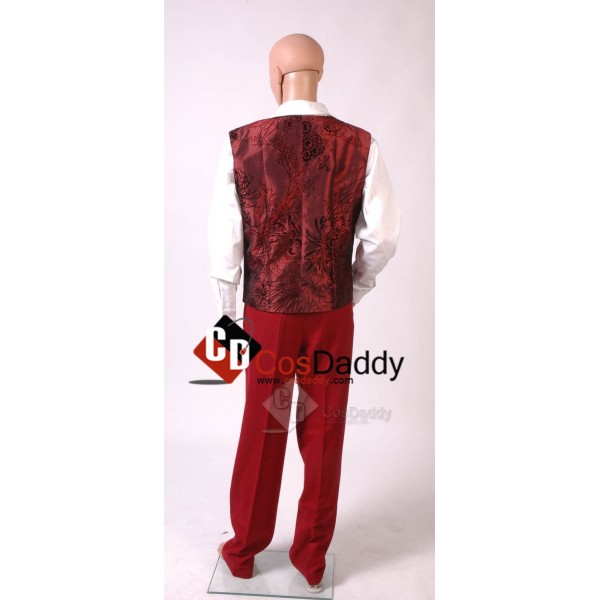 Doctor Who fourth 4th Doctor  Dark Red Vest Pants Shirt Set Cosplay Costume