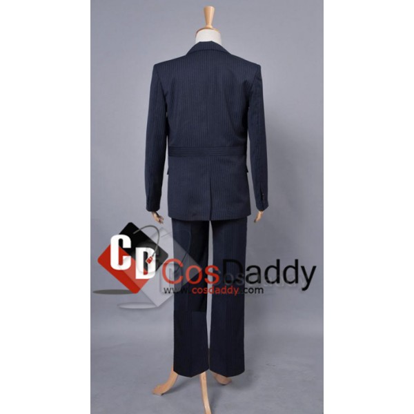 Doctor Who Tenth 10th Doctor Blue Pinstripe Suit Cosplay Costume