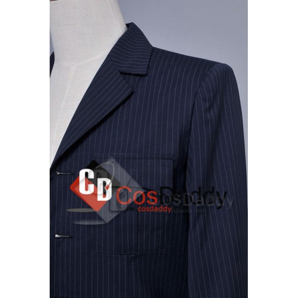 Doctor Who Tenth 10th Doctor Blue Pinstripe Suit Cosplay Costume