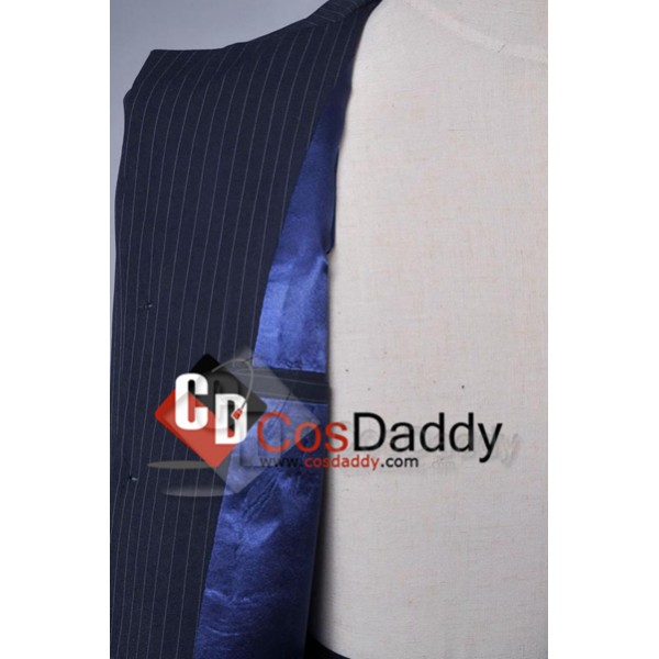 Doctor Who Tenth 10th Doctor Blue Pinstripe Suit Cosplay Costume