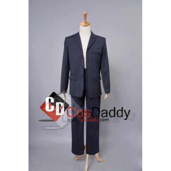 Doctor Who Tenth 10th Doctor Blue Pinstripe Suit Cosplay Costume