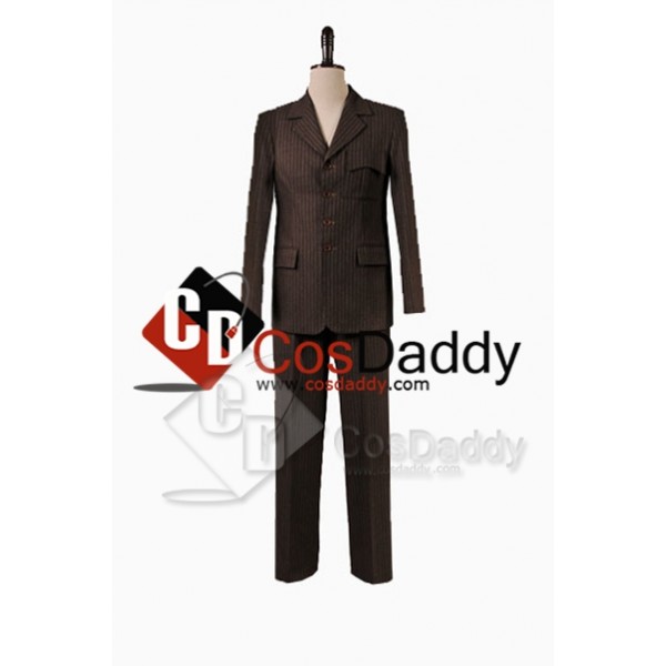Doctor Who Ten 10th Doctor Brown Pinstripe Wool Suit Costume