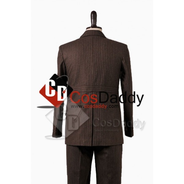 Doctor Who Ten 10th Doctor Brown Pinstripe Wool Suit Costume