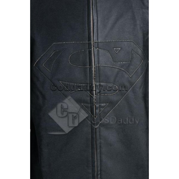 Smallville Clark Kent Black Leather Jacket Cosplay Costume 