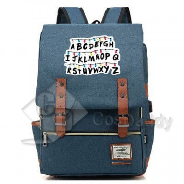 Stranger Things Backpack College School Bag Laptop Daypack(Black USB)