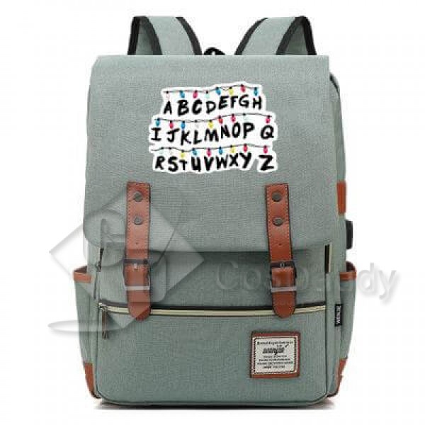 Stranger Things Backpack College School Bag Laptop Daypack(Black USB)