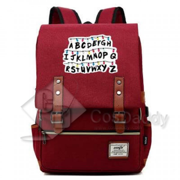 Stranger Things Backpack College School Bag Laptop Daypack(Black USB)