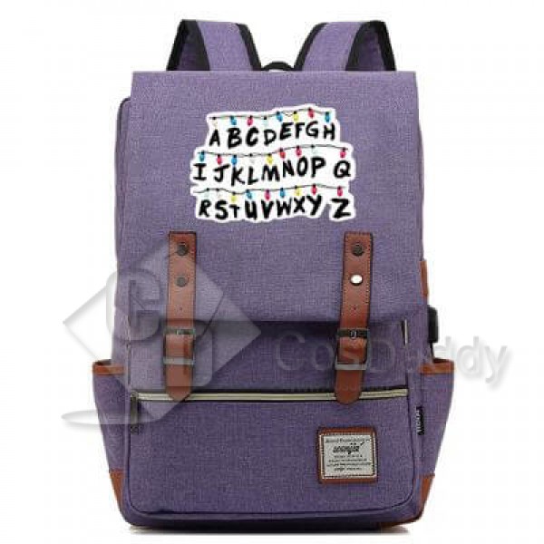 Stranger Things Backpack College School Bag Laptop Daypack(Black USB)