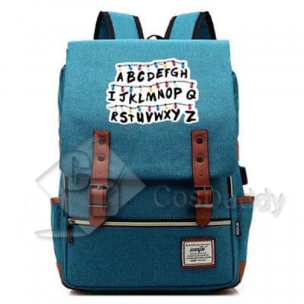 Stranger Things Backpack College School Bag Laptop Daypack(Black USB)