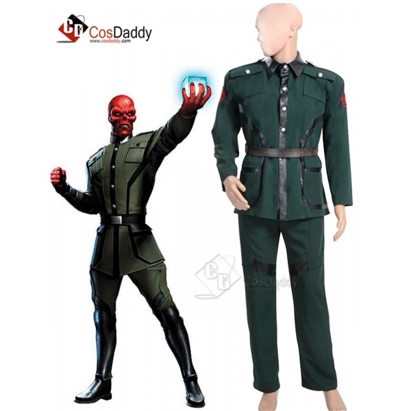 Captain America Red Skull Pants Dark Green Uniform Cosplay Costume