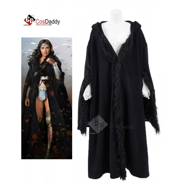 Wonder Woman Diana Princess Black Cloak Cosplay Co...